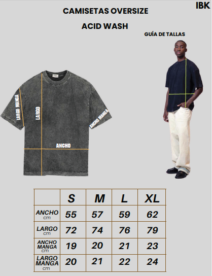 Camisetas Oversize IBK  lavado ácido 270gr.- Moda urbana, impresión de alta calidad.