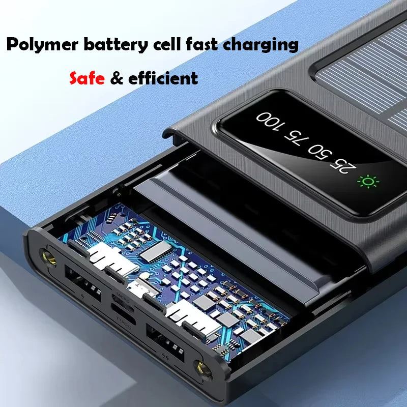 OnePlus 500000mAh Solar Power Bank Ultra Capacity USB 4 in1 Super Fast Charging USB TypeC LED Light Outdoor For iPhone Samsung