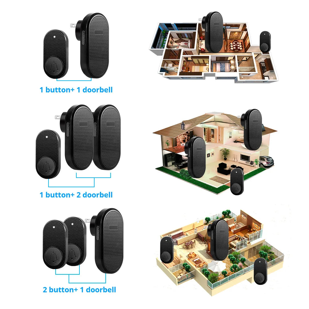 Timbre inteligente inalámbrico M558, alarma de seguridad para el hogar, 32 canciones, 4 niveles de volumen ajustable, fácil instalación.