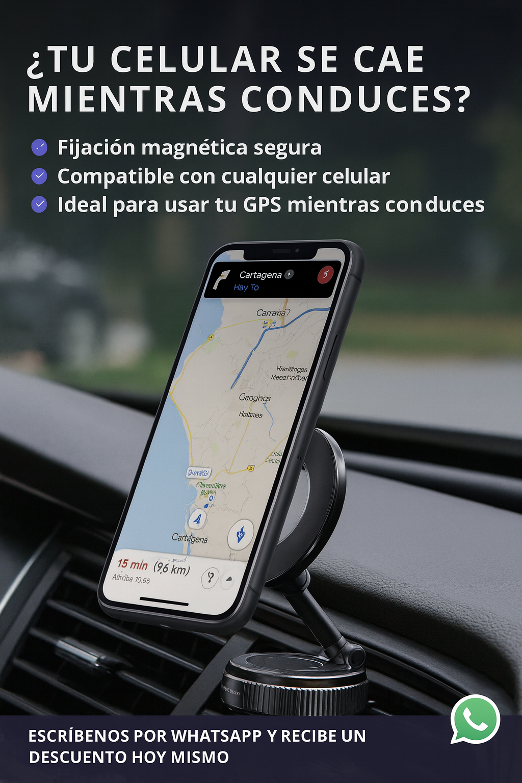 Soporte Para Celular Magnético - Olvida las distracciones al volante.