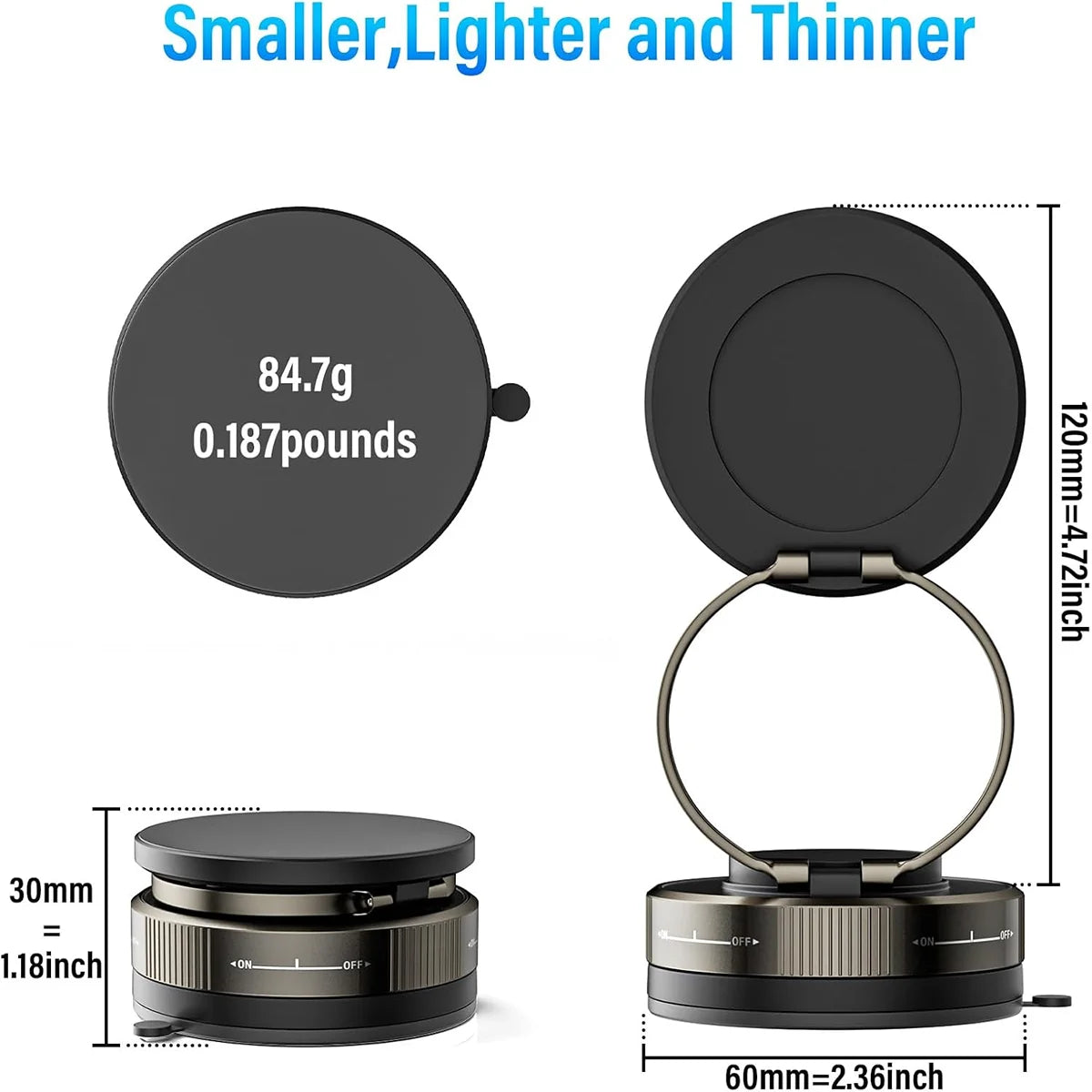 Suction Cup Phone Mount Magnetic Phone Holder for Car 360°Adjustable Vacuum Suction Phone Mount for Gym/Mirror/Smooth Surface