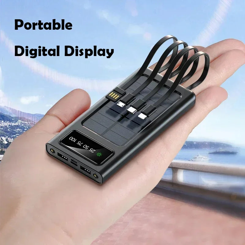 OnePlus 500000mAh Solar Power Bank Ultra Capacity USB 4 in1 Super Fast Charging USB TypeC LED Light Outdoor For iPhone Samsung